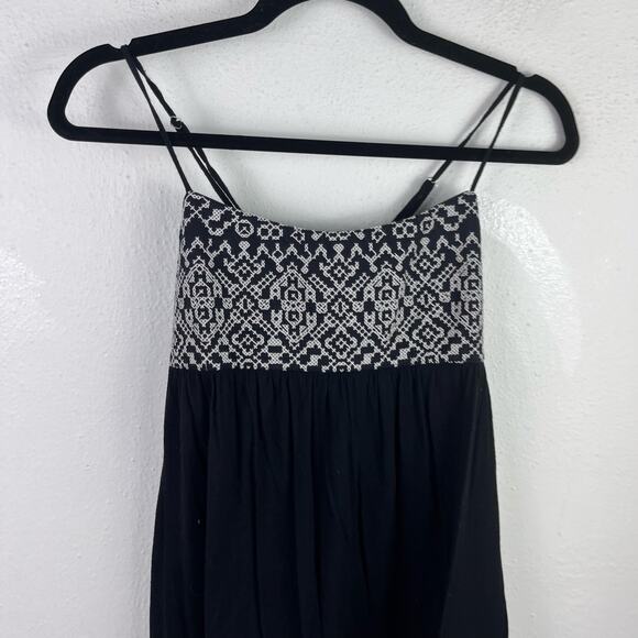 Hazel Women's Black Peasant Flowy Boho Empire Waist Strappy Tank Top Small Y2K - Picture 2 of 8